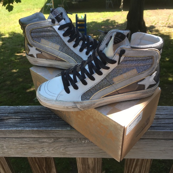 Golden Goose Slide Gun Metal/Shimmer sz 37 NIB - Picture 3 of 10